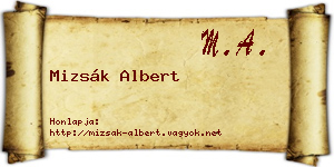 Mizsák Albert névjegykártya