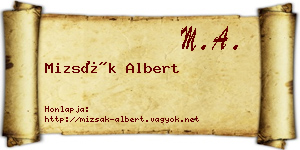 Mizsák Albert névjegykártya